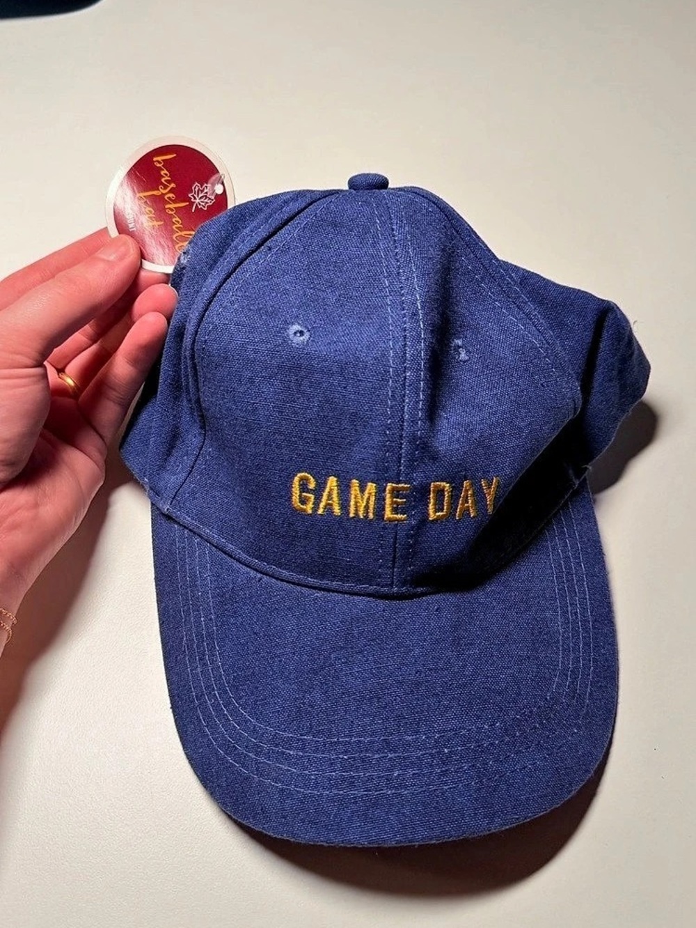 Women’s Funny Cute Game Day Baseball Cap Navy Fall Hat NWT
